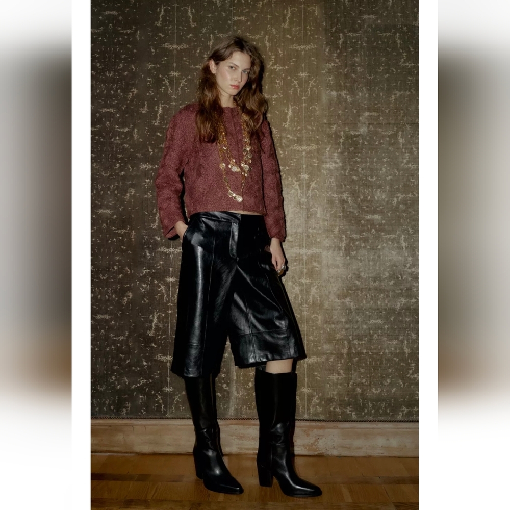 ZARA FAUX LEATHER LONG SHORTS - Picture 2 of 7